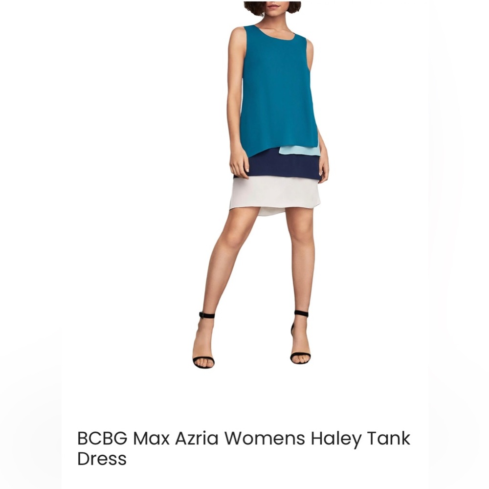 BCBG Haley layered tank shift dress blue size 4